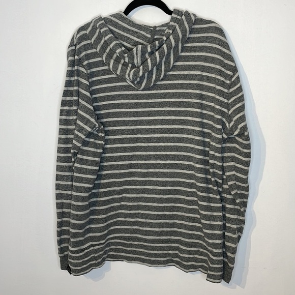 Djab classic stripes cotton half buttons hooded long sleeve top - Picture 8 of 8